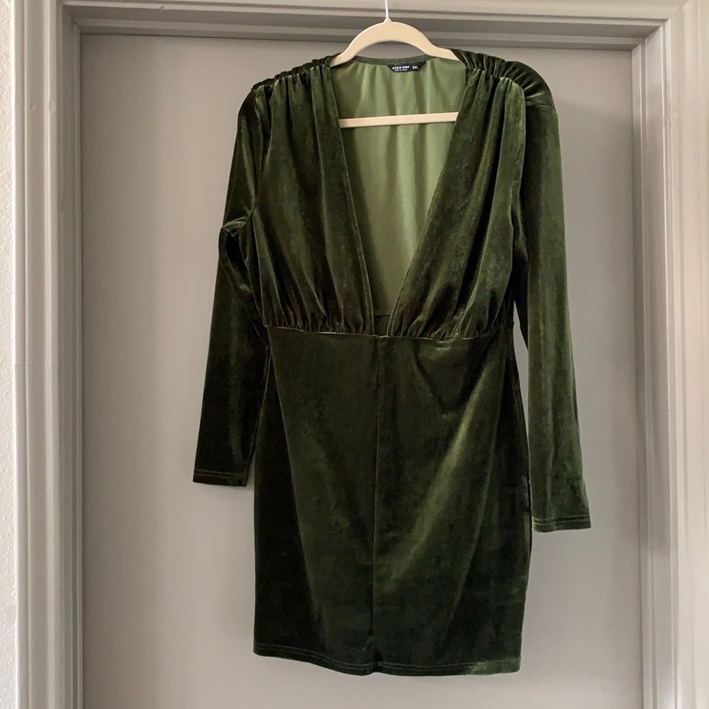 SHEIN Olive Velvet Dress